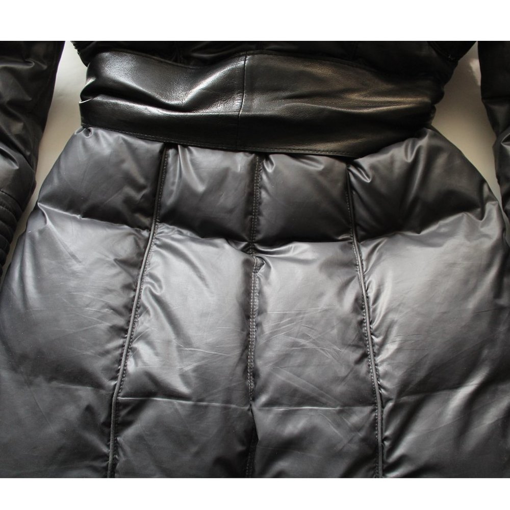 Rudsak Sophie Down Coat with Leather Belt / Small / Grey Black Down - Picture 13 of 16